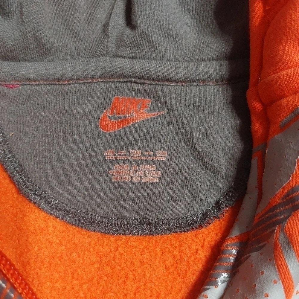 Nike Infants Orange Gray Zip Front Long Sleeve Hoodie Size 12 Months